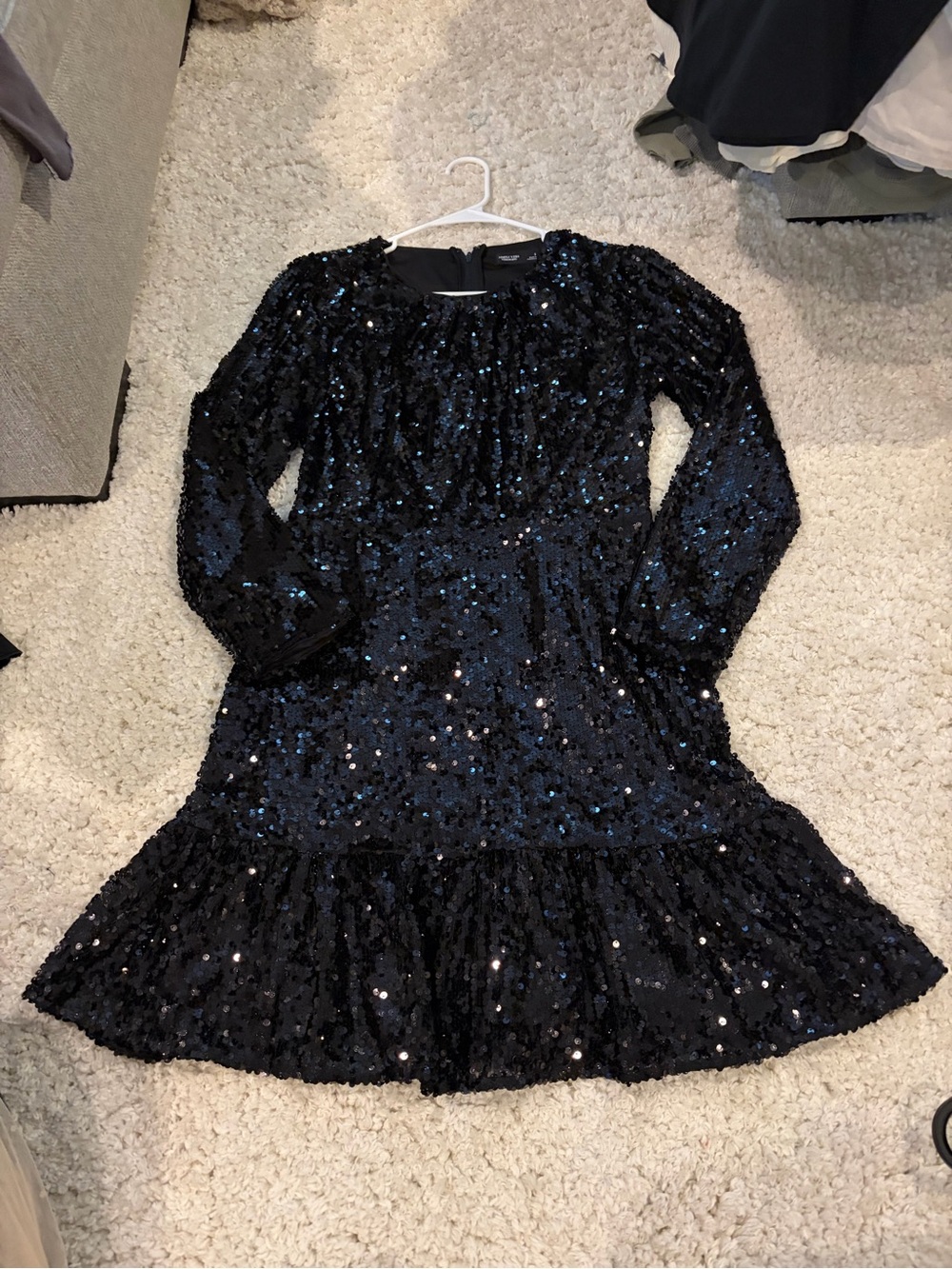 Simply Vera Vera Wang Girls Black Sequin Long-Sleeve Party Dress